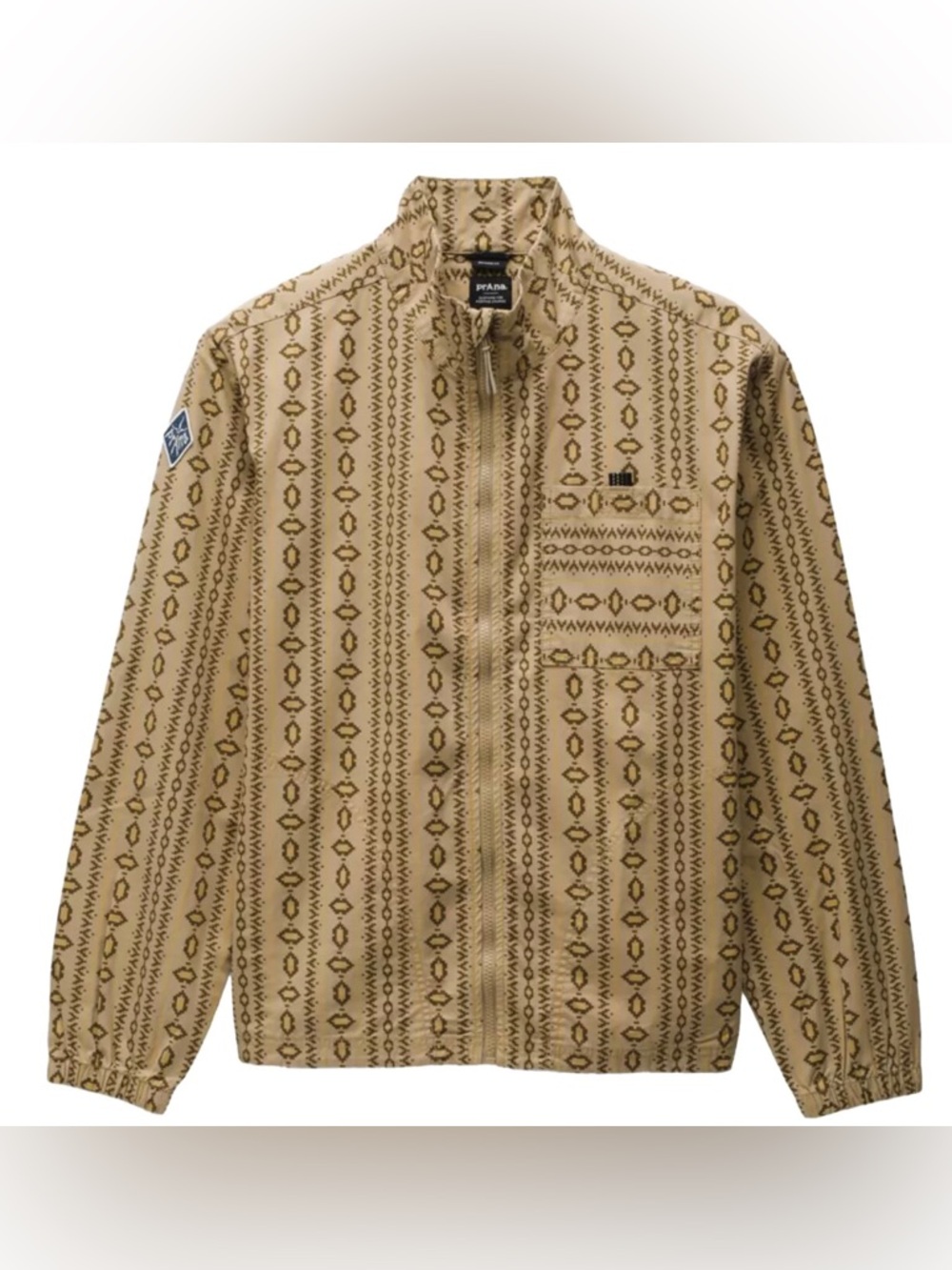 PrAna Saucha Jacket Full Zip Relaxed Fit Aztec Southwestern Brown Mens Medium